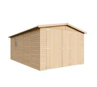 Garaje de Madera Natural - cobertizo en Pino/Abeto - A222x516x324 cm/15 m² - Construcción de Paneles - Taller de jardinería - Almacén para de automóviles, cobertizo para Herramientas-TIMBELA M101