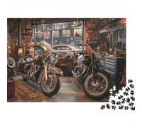 Garaje Motocicletas Vintage Rompecabezas 1000 Piezas Motocicletas Vintage Escena Garaje Estético Desafiante Entretenimiento Creativo Regalo Familiares/Parejas Adultos Niños +8