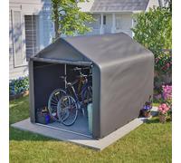 Garaje para bicicletas 160 × 220 × 165 cm, PE, puerta enrollable con 2 | Para bicicletas, bicicletas eléctricas, scooters y herramientas de jardín; estructura tubular de acero