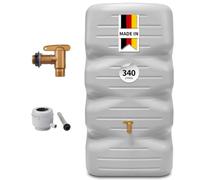 GARANTIA CUBUS Set Completo de depósito de jardín 340 L Gris hormigón | con Grifo de Salida de plástico y Conector para bajante Recogida de Lluvia riego sostenible integración Visual Moderna