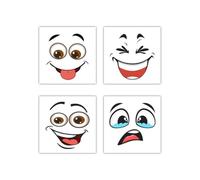 Garbage Can Stickers, Funny Expression Wall Decals Set, Cute Decorative Bin Wraps, Waterproof Adhesive Art Design, Easy Peel Application, 4 Pieces, 7.8×7.8 Inch, for Kitchen, Bathroom,