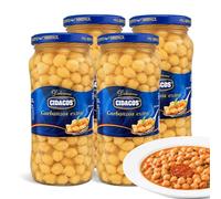 Garbanzos cocidos Extral, Ideal como guarnición, plato principal o en ensaladas, Conservar en lugar fresco y seco, Peso neto 570 g, Peso escurrido 400 gr, Formato tarro de cristal, 4 Unidades