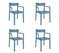 garbar Elba Set 4 Silla con Brazos Interior, Exterior | jardín, terraza, balcón, Salon, Cocina, Comedor | diseño, Ligero, apilable | Azul Retro