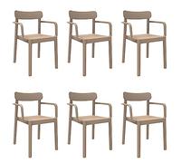 garbar Elba Set 6 Silla con Brazos Interior, Exterior | jardín, terraza, balcón, Salon, Cocina, Comedor | diseño, Ligero, apilable | Arena