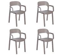 GARBAR ONA Set 4 Silla con Brazos Interior, Exterior | jardín, terraza, balcón, Salon, Cocina, Comedor | diseño, Ligero, apilable | Chocolate - Chocolate