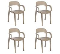 GARBAR ONA Set 4 Silla con Brazos Interior, Exterior | jardín, terraza, balcón, Salon, Cocina, Comedor | diseño, Ligero, apilable | Arena - Arena