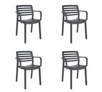 GARBAR Wind Set 4 Silla con Brazos Interior, Exterior | jardín, terraza, balcón, Salon, Cocina, Comedor | diseño, Ligero, apilable | Gris Oscuro