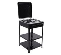 Garbenat Cocina de gas natural independiente con 4 quemadores, 50 cm, cocina de gas independiente con estantería de 2 niveles, estufa de gas natural para camping y actividades al aire libre (negro)
