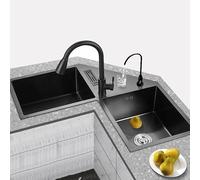 GArcan Fregadero de Cocina Nuevo Fregadero de Esquina Nano Fregadero de Acero Inoxidable 304 Fregadero Engrosado con Recubrimiento Nano y Caja portacuchillos Adecuado para Barra casera (Color: B, T