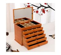 GaRcan Joyero organizador de joyas, joyero grande de madera para mujer, caja organizadora/gabinete/armario con cerradura, joyero organizador para niñas, collar de anillos, 5 caj