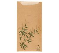 García de Pou 169.40 Bolsas Cubiertos y Servilleta Just in Time Feel Green, 80 + 10Pe G/M2, 11.2 x 22.5 cm, Natural Kraft Verjurado 100 Unidades