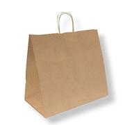 García de Pou 179.81 Bolsas Sos con Asas Traiteur, 90 G/M2, 36 x 21 x 33.5 cm, Set de 250, Natural