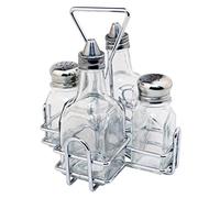 García de Pou 201.06 Rack y 2 Botellas y Sal y Pimienta, 16 x 14 x 17.6 cm, Set de 12, Plateado