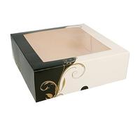 García de Pou 204.70 Cajas Pastelería con Ventana 275 G/M2, 23 x 23 x 7.5 cm, Set de 50, Blanco