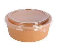 García de Pou 224.48 Combo Ensaladeras+Tapas Pet 1100 Ml 320 + 18 Pe G/M2 Ø 18,5/16X6,5 Cm Natural Kraft (pack de 25)