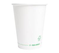 García de Pou 50 Unidades - Vasos De Papel 1 Pared 'Plastic Free' 300 Ml 300 G/M2 Ø9/6X9,5 Cm Blanco Cartoncillo