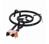 Garcima 20451 Paella - Quemador de Gas Natural de Doble Anillo, 45 cm, Metal, Negro