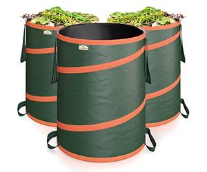Gardebruk 3x Sacos para Desechos de Jardín XL hasta 30Kg 165L 70x55 Saco Plegable Hidrófugo Asas y Cordón