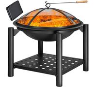 Gardebruk® Brasero Exterior Ø 55 cm Jardín Terraza Protector de Chispas Cubierta Cuenco Fuego con Atizador