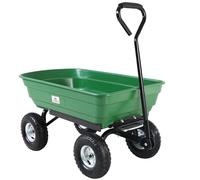 GARDEBRUK® Carretilla de Jardín Basculante 75L Capacidad Carga 300Kg 4 Ruedas Resistentes Eje Dirección Asa Antideslizante Carro de Mano Jardinería Obra