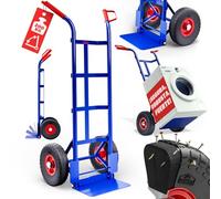 GARDEBRUK® Carretilla de Mano Plegable Carga hasta 200Kg 2 Ruedas Resistentes PU Carro Mudanza Acero Asas Ergonómicas Carrito de Transporte Portátil Azul