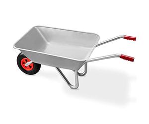 GARDEBRUK® Carretilla de Obra 80 L Carro de Jardín Ruedas Neumáticas Acero Galvanizado Mango Goma Resistente Ligera Capacidad Carga hasta 100 Kg Herramienta Jardinería Construcción