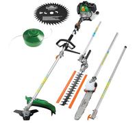 GARDEBRUK Desbrozadora Gasolina Multifunción 5en1 Cortasetos | Portátil, Podadora, Sierra Circular, Extensión Telescópica hasta 3,15m, Motor 2 Tiempos, 52 CC, Correa Colgar