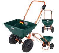 GARDEBRUK® Esparcidor 20L Capacidad Carga 25Kg Neumáticos Grandes Ø25 Todoterreno Abonadora Manual Sembradora Césped Esparcimiento Semillas Abono Sal Distribución Regulable