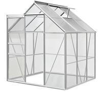 Gardebruk Invernadero de Aluminio 3,6m² Cobertizo de Jardín con Base Plantas 5,8m³ 190x190cm Vivero Huerto