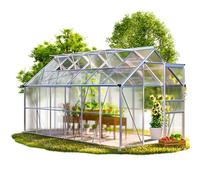 GARDEBRUK Invernadero Exterior de 7,2 m² 4 Ventanas 380x190 cm | Caseta de Aluminio, Vivero, Cultivos, Plantas, Flores, Grande, Tomates, Resistente, Paneles Policarbonato, Doble Pared