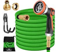 GARDEBRUK® Manguera de Jardín Extensible Flexible 15m 8 Funciones de Riego Adaptador 1/2' 3/4' Núcleo Látex Verde