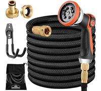 GARDEBRUK® Manguera de Jardín Extensible Flexible 15m 8 Funciones de Riego Adaptador 1/2' 3/4' Núcleo Látex Negro