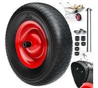GARDEBRUK® Rueda para Carretilla Goma Maciza PU Antipinchazos 4.80/4.00-8 390mm Repuesto Neumático Eje Perfil Diamante Llanta Acero Resistente Recambio Capacidad Carga hasta 200 Kg Negro