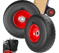 GARDEBRUK® Ruedas de Carretilla Set de 2 Goma Maciza PU Antipinchazos Repuesto Neumático Eje 20 mm Llanta Acero Recambio Capacidad Carga hasta 200 Kg