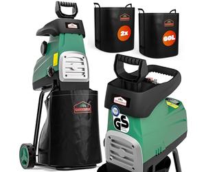 GARDEBRUK® Trituradora Silenciosa Eléctrica de Jardín 3100W máx. 2X Bolsas de Recolección 60L para Ramas máx.44mm