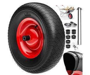 GARDEBRUKŽ Rueda de Carretilla Repuesto Neumático con Eje Llanta de Acero Recambio 4.80 4.00-8 Ř390mm