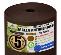 GARDELAND Malla Antihierbas Marron Tela Antihierbas Jardin - Premium 5 AÑOS a la Intemperie - Tratamiento UV - Rollo de 50 Metros x 1 Metro - 90 gr/m2, Geotextil, NO DESHILACHA al Corte, Made in EU