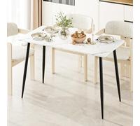 Garden 4 you Mesa de comedor de madera para 4 a 6 personas, moderna mesa de comedor rectangular para interiores, mesa de cocina con marco de metal de 47 pulgadas con patas para cocina, comedor, sala