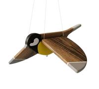 Garden Art - Bird Figurines | Wooden Fluttering Sculpture with Moving Wings for Patio Decor, 5-Pack Dynamic Hanging Ornament for Christmas Trees Window Balcony, Whimsical Backyard Accents, Brown