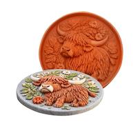 Garden Art Stepping Stone Mold, 15-inch Highland Bull Art Stepping Easy To
