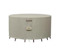 Garden Balsam Funda redonda resistente para muebles de patio, color beige, 213 cm de profundidad x 71 cm de alto, impermeable, resistente a la decoloración, juego de muebles de exterior