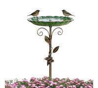 Garden Bird Bath - 30 Inch Tall Water Feeder Bowl, Standing Birdbath with Stake, Decorative Resin Basin, Elevated Outdoor Wildlife Station, Durable Weatherproof Design | Backyard Lawn Terrace Park Lan