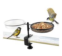 Garden Bird Bath - Detachable Tray Water Basin with clamp-on Feeder | Outdoor Bird Water Bowl for Parakeets, Parrots, Hummingbirds, Ideal Backyard Animal Feeder, Durable and Easy to Install