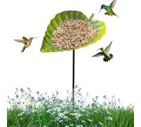 Garden Bird Bath - Leaf Feeder Dish Hummingbird Waterer Metal Stand 27x20.5x63.5cm, Outdoor Decor Basin | Elegant Feeding Station Tray, Backyard Patio Balcony Lawn Accent For Wildlife Drinking