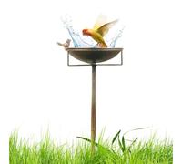 Garden Bird Bath Metal Stand Basin, Outdoor Water Feeder Bowl, Decorative Antique with Pedestal, Attracts Bees and Birds Like Hummingbirds Parrots Parakeets for Courtyard, Patio, Lawn