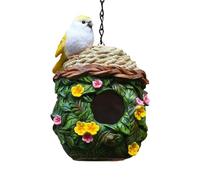 Garden Bird House - Caja de pájaros de madera, pajarera colgante | Refugio de aves al aire libre, caja angustiada para observación de aves exteriores, alimentador colorido para Finch