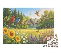 Garden Birds Adult Jigsaws 1000 Piezas Reciclado Material Floral Meadow Puzzle Juego Educativo Descompresión Parent Child Game Props for Home 38x26cm/1000pcs