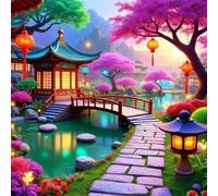 Garden Bridge Scenery Jigsaw Puzzle 200 Pieces 28x28cm/11x11inch, Difficult Jigsaw Puzzles for Adults 200, Beautiful Art Work, Great Festive Puzzle Gift for Men/Women