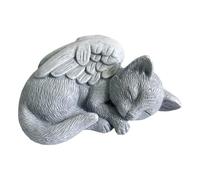 Garden Cat Statue - Resin Sleeping Kitten Angel Figurine for Outdoor Memorials | Weather-Resistant Material with Hand Painted Details, Ideal for Sympathy, Burial, Lawn, Patio, Yard, Animal Rem