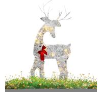 Garden Christmas Deer, Light Up Reindeer Outdoor Christmas | Iron Moose Lighted Bell Bow | Christmes Daer Decor, Lawn Decoration, Deer Yard Lights Decor for Patio Garden Parties